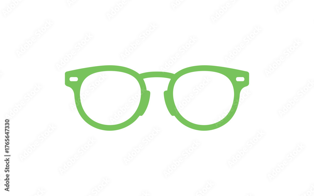 Fototapeta premium Illustration of green eyeglasses, isolated on white background, perfect for eye care concepts