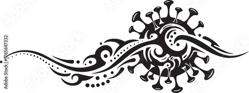 Modern tribal design resembling biological cell form with abstra