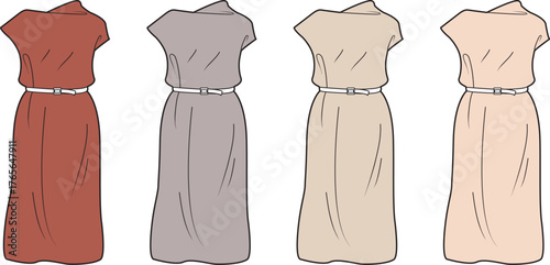 Elegant Midi Dress Designs in Various Color Options Versatile Fashion Choice