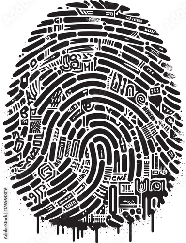 Unique and Artistic Fingerprint Illustration Depicting Technolog