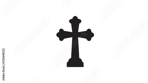 Christian cross glyph simple black vector illustration isolated on white background