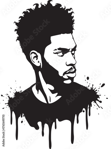 Stylish monochromatic graphic illustration of a man with dynamic