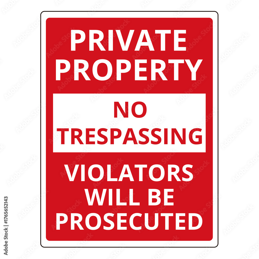 Εκτύπωση καμβά Private property no trespassing violators will be prosecutedsign on a white back