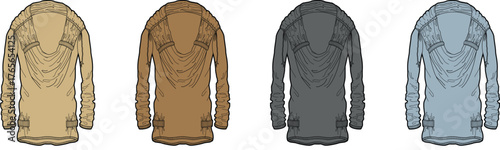 Diverse Palette Of Hooded Sweatshirts Presented In A Row For Fashion Design Purposes