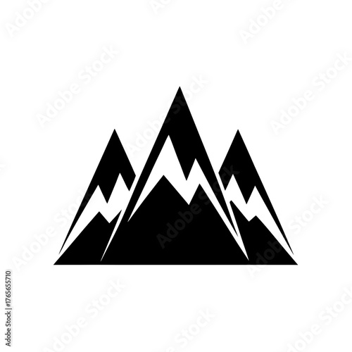 Three mountain silhouette on transparent background