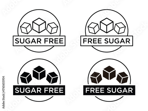 sugar free symbol. no sugar added product label vector, isolated on transparent background