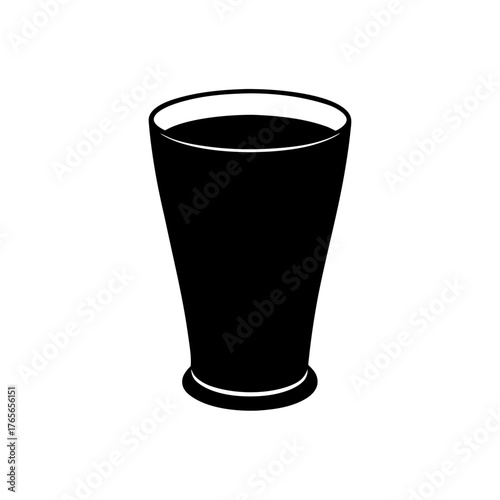 Glass filled with liquid on transparent background silhouette