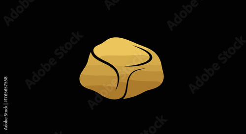 Golden Nugget Illustration on Black Background.