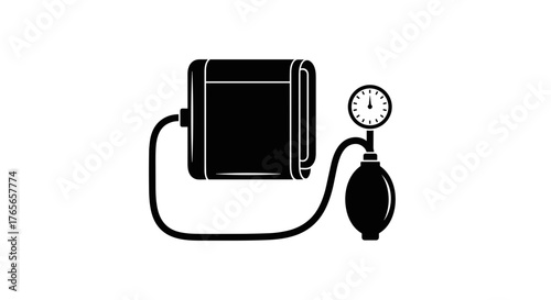 Manual blood pressure monitor icon in black silhouette.