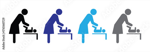Baby Diaper Changing Icon Symbol Set