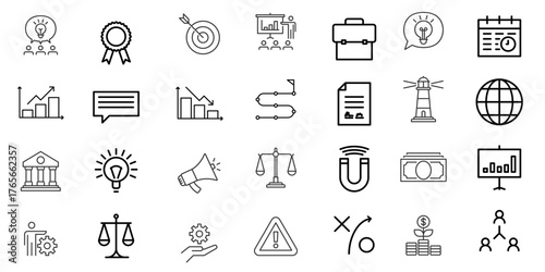 Business Minimalistic Isolated Line Icons. Illustrations for web sites, Vector Line icons of Seo and Marketing.