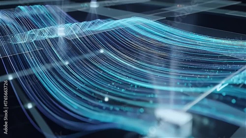 Cyber Grid Transformation Concept Digital Transformation Concept with Floating 3D Data Streams — Futuristic Digital Transformation Concept Background in 4K Ultra HD