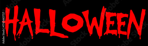 Bleeding red Halloween text logo red on isolated black background