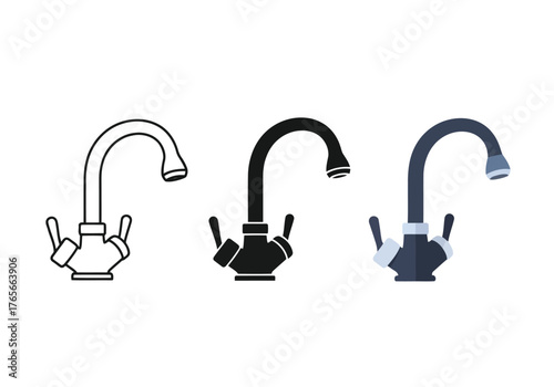 Bathroom faucet illustration in minimalist style design of plumbing and fixture for washing hands and doing laundry room icon