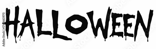 Bleeding black Halloween text logo red on isolated transparent background