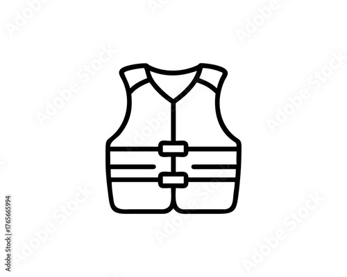 Black and white simple line drawing of a life vest