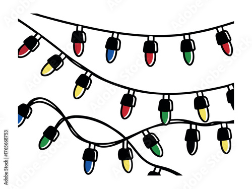 Strings of Festive Lights with Colorful Bulbs