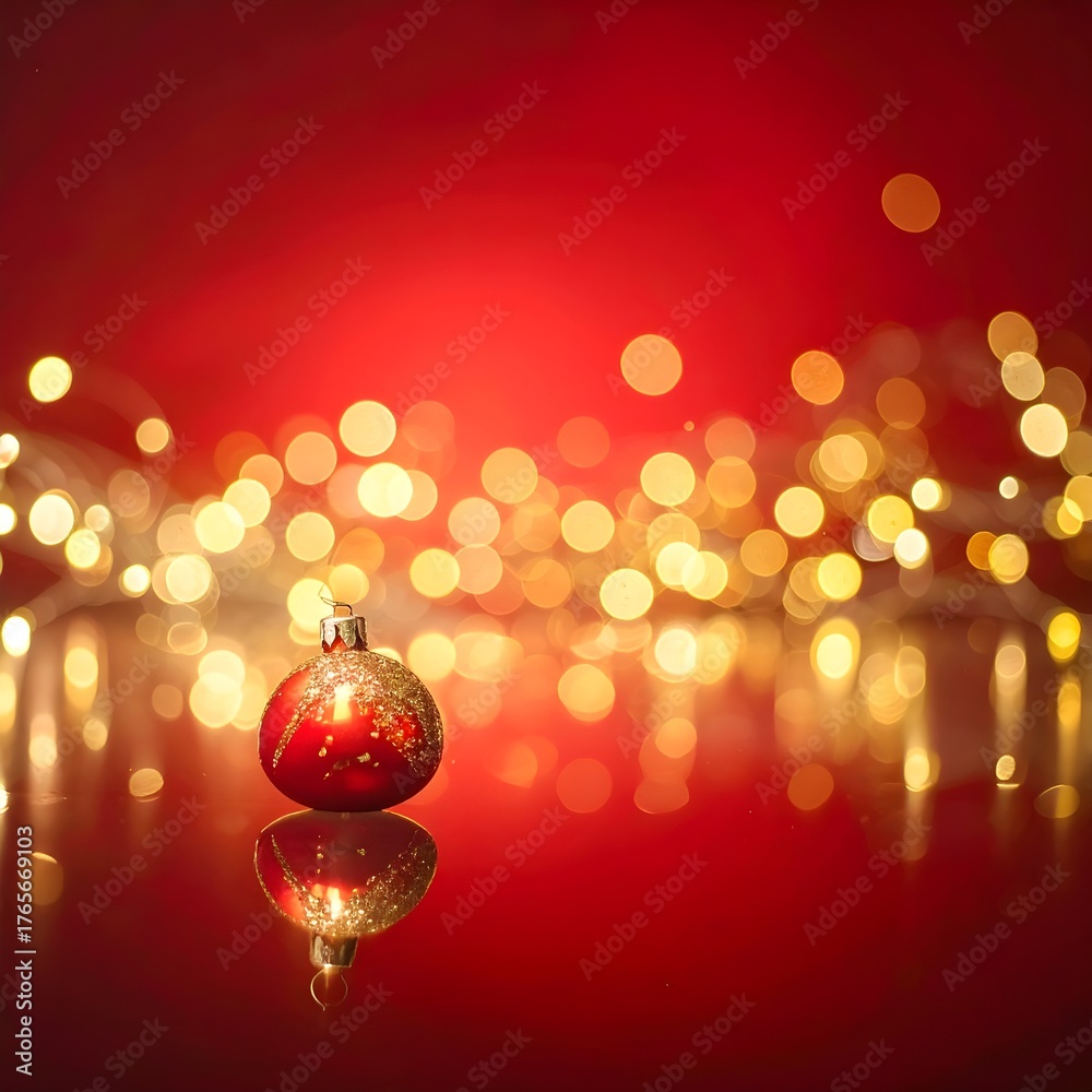 Fototapeta premium Warm red and gold festive glow with soft bokeh, elegant and minimal design for early holiday campaigns