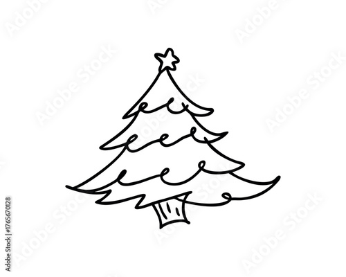 Christmas tree with star outline