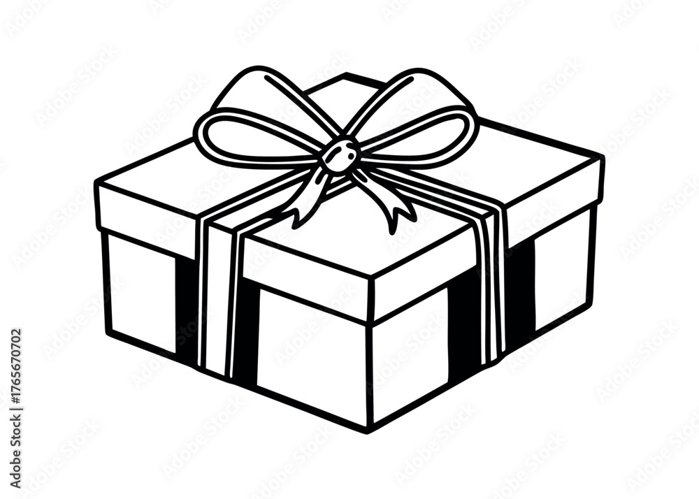 Obraz premium Square Gift Box with Tied Ribbon and Bow