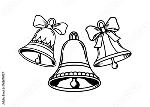 Three Festive Bells with Bows