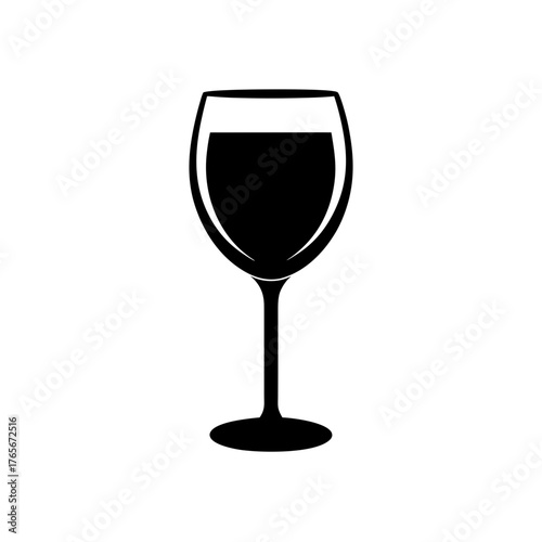 A glass of wine filled up on transparent background silhouette