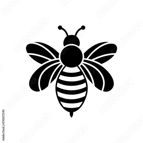 Silhouette of a striped bee on transparent background