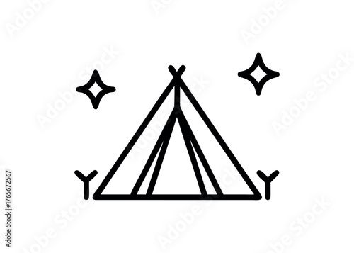 Simple Geometric Tent Icon With Stars