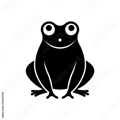 Simple frog vector image on transparent background silhouette