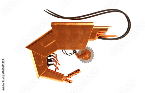 3d robot shrimp in futuristic creative style. Render mechanical character for steampunk or cyberpunk game.