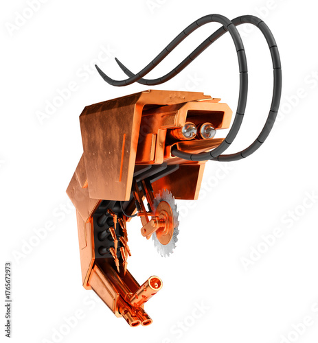 3d robot shrimp in futuristic creative style. Render mechanical character for steampunk or cyberpunk game.