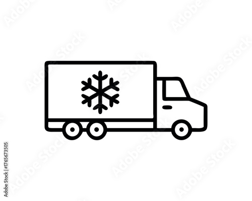 Refrigerated truck icon with snowflake symbol