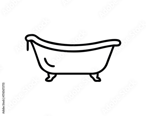 Simple line drawing of a clawfoot bathtub