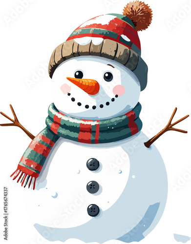 Snowman Christmas illustration hand draw