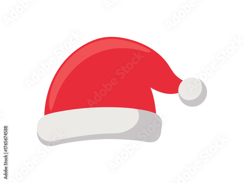 Red Santa Claus Hat With White Pom Pom