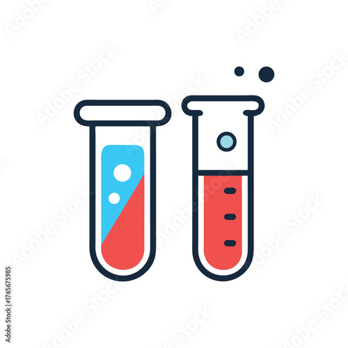Two Beakers with Colorful Liquids and Bubbles