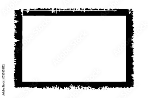 Retro photo film frame with transparent background. Abstract rectangles with space for text.  monochrome texture, worn pattern, surface is covered with scratches. Grunge frame with worn border. 