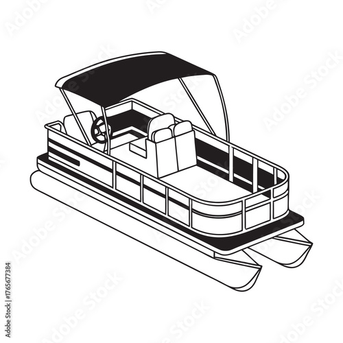 Pontoon Boat Outline SVG