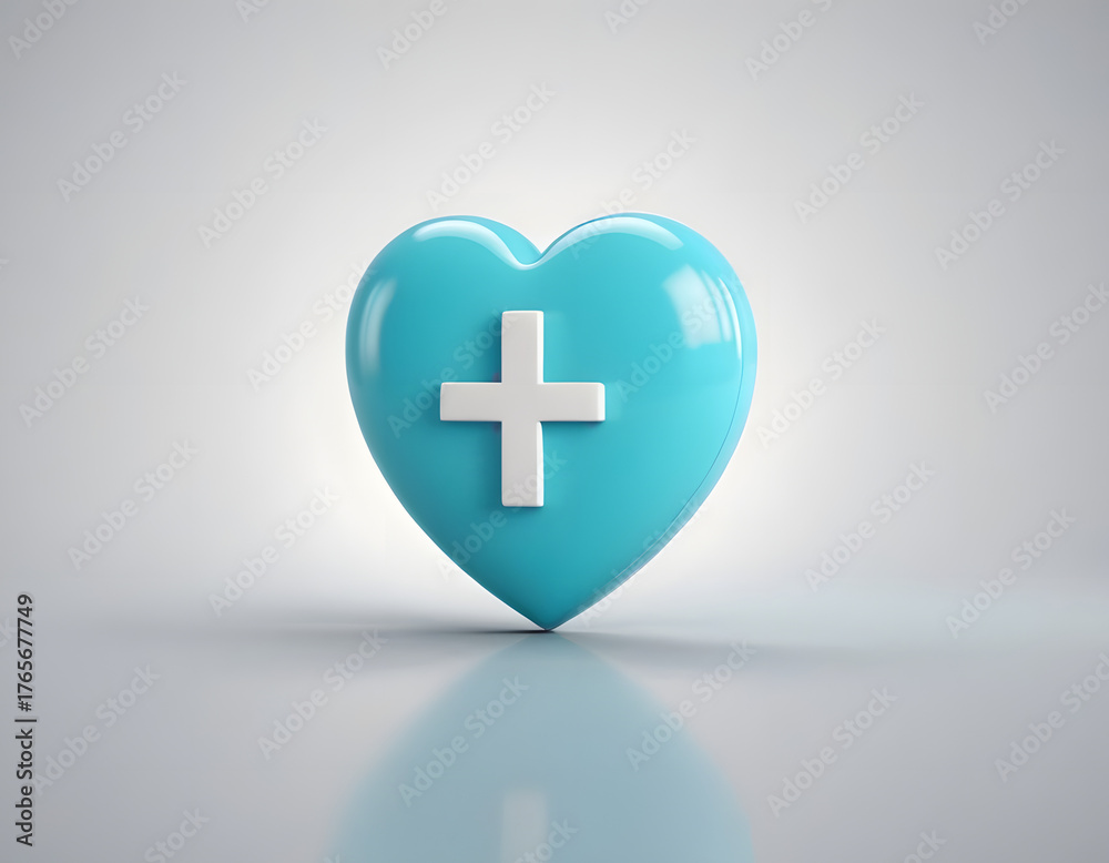 Obraz premium red heart on white background, heart beat hospital sign, 3d icon of hospital heart, health care and medical concept.