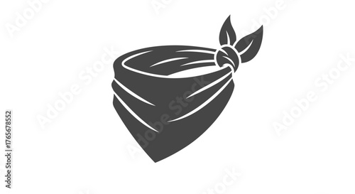 Bandana illustration, dark gray, isolated on white background, simple design.