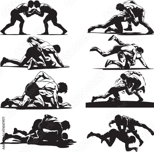 Plays wrestling silhouette