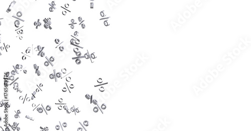 Abstract image of 3D percent signs in a white background. Illustrating concept of discounts, sales, and financial success.