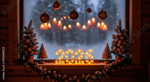 Warm and Inviting 2026 New Year Celebration Home Decor Window