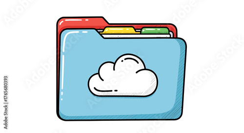 Hybrid Work & Digital Nomad Secure Cloud Folder Icon for Effortless File Storage and Organization