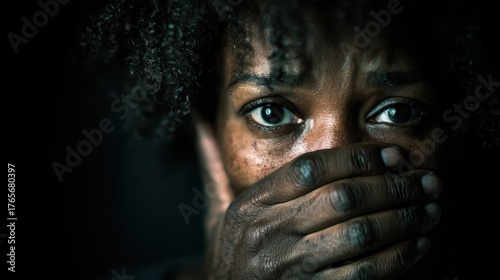 Domestic Violence African American. Jealous Husband Aggressive Towards Panic-Stricken Girlfriend