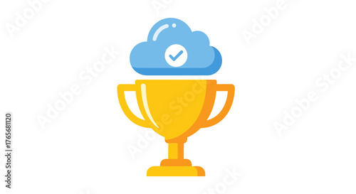 Cloud Trophy Illustrating Success in Hybrid Work & Digital Nomad Settings - Achieving Excellence