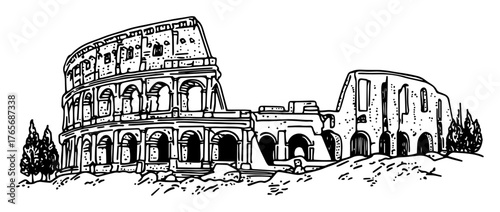 ancient roman colosseum amphitheater illustration