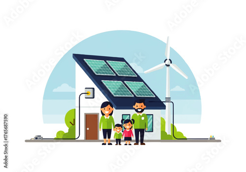 Sustainable Family Home Harnessing Solar and Wind Energy for a Green Future
