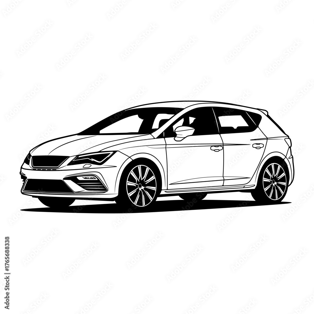 Naklejka premium Black And White Car Vector Illustration For Conceptual Design.