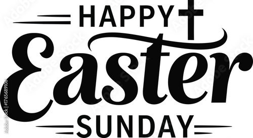 Happy Easter Sunday Calligraphy Greeting .